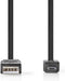 Nedis USB-Kabel - USB 2.0 - USB-A Male - USB Micro-B Male - 480 Mbps - Vernikkeld - 1.00 m - Plat - PVC - Zwart - Envelop