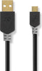 Nedis USB-Kabel - USB 2.0 - USB-A Male - USB Micro-B Male - 480 Mbps - Verguld - 1.00 m - Rond - PVC - Antraciet - Doos