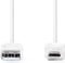Nedis USB-Kabel - USB 2.0 - USB-A Male - USB Micro-B Male - 480 Mbps - Vernikkeld - 1.00 m - Plat - PVC - Wit - Envelop