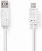 Nedis USB-Kabel - USB 2.0 - USB-A Male - USB Micro-B Male - 480 Mbps - Vernikkeld - 1.00 m - Plat - PVC - Wit - Envelop