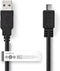 Nedis USB-Kabel - USB 2.0 - USB-A Male - USB Micro-B Male - 7.5 W - 480 Mbps - Vernikkeld - 2.00 m - Rond - PVC - Zwart - Label