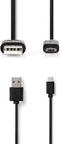Nedis USB-Kabel - USB 2.0 - USB-A Male - USB Micro-B Male - 7.5 W - 480 Mbps - Vernikkeld - 2.00 m - Rond - PVC - Zwart - Label