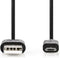 Nedis USB-Kabel - USB 2.0 - USB-A Male - USB Micro-B Male - 9 W - 480 Mbps - Vernikkeld - 5.00 m - Rond - PVC - Zwart - Envelop