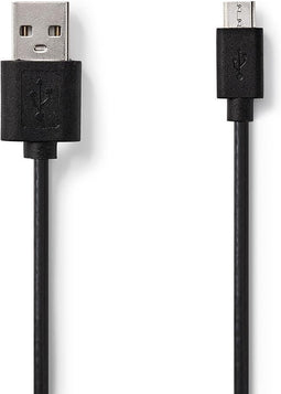 Nedis USB-Kabel - USB 2.0 - USB-A Male - USB Micro-B Male - 9 W - 480 Mbps - Vernikkeld - 5.00 m - Rond - PVC - Zwart - Envelop