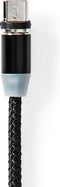 Nedis USB-Kabel - USB 2.0 - USB-A Male - USB Micro-B Male / USB-C Male - 10 W - No Data Transfer - Vernikkeld - 2.00 m - Rond - Nylon - Zwart - Doos