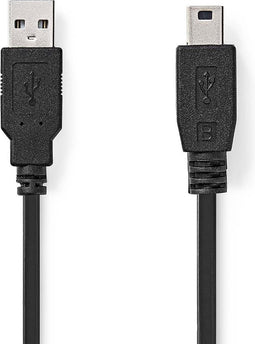 Nedis USB-Kabel - USB 2.0 - USB-A Male - USB Mini-B 5-Pins Male - 480 Mbps - Vernikkeld - 2.00 m - Rond - PVC - Zwart - Doos