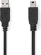 Nedis USB-Kabel - USB 2.0 - USB-A Male - USB Mini-B 5-Pins Male - 480 Mbps - Vernikkeld - 2.00 m - Rond - PVC - Zwart - Doos