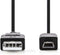 Nedis USB-Kabel - USB 2.0 - USB-A Male - USB Mini-B 5-Pins Male - 480 Mbps - Vernikkeld - 5.00 m - Rond - PVC - Zwart - Envelop