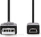 Nedis USB-Kabel - USB 2.0 - USB-A Male - USB Mini-B 5-Pins Male - 480 Mbps - Vernikkeld - 2.00 m - Rond - PVC - Zwart - Doos