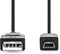 Nedis USB-Kabel - USB 2.0 - USB-A Male - USB Mini-B 5-Pins Male - 480 Mbps - Vernikkeld - 2.00 m - Rond - PVC - Zwart - Doos