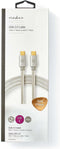 Nedis USB-Kabel - USB 2.0 - USB-C Male - USB-C Male - 100 W - 480 Mbps - Verguld - 2.00 m - Rond - Gevlochten / Nylon - Zilver - Cover Window Box