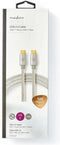 Nedis USB-Kabel - USB 2.0 - USB-C Male - USB-C Male - 100 W - 480 Mbps - Verguld - 2.00 m - Rond - Gevlochten / Nylon - Zilver - Cover Window Box