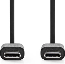 Nedis USB-Kabel - USB 2.0 - USB-C Male - USB-C Male - 60 W - 480 Mbps - Vernikkeld - 1.00 m - Rond - PVC - Zwart - Label
