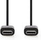Nedis USB-Kabel - USB 2.0 - USB-C Male - USB-C Male - 60 W - 480 Mbps - Vernikkeld - 1.00 m - Rond - PVC - Zwart - Doos