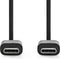 Nedis USB-Kabel - USB 2.0 - USB-C Male - USB-C Male - 60 W - 480 Mbps - Vernikkeld - 1.00 m - Rond - PVC - Zwart - Doos