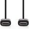Nedis USB-Kabel - USB 2.0 - USB-C Male - USB-C Male - 60 W - 480 Mbps - Vernikkeld - 1.00 m - Rond - PVC - Zwart - Doos