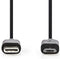 Nedis USB-Kabel - USB 2.0 - USB-C Male - USB Micro-B Male - 60 W - 480 Mbps - Vernikkeld - 1.00 m - Rond - PVC - Zwart - Label