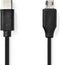 Nedis USB-Kabel - USB 2.0 - USB-C Male - USB Micro-B Male - 60 W - 480 Mbps - Vernikkeld - 1.00 m - Rond - PVC - Zwart - Label