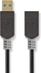 Nedis USB-Kabel - USB 3.2 Gen 1 - USB-A Male - USB-A Female - 5 Gbps - Verguld - 2.00 m - Rond - PVC - Antraciet - Doos