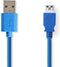 Nedis USB-Kabel - USB 3.2 Gen 1 - USB-A Male - USB-A Female - 5 Gbps - Vernikkeld - 2.00 m - Rond - PVC - Blauw - Doos