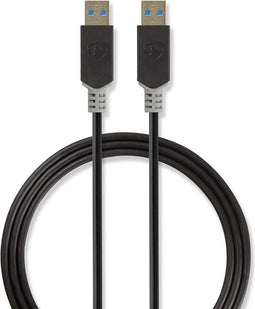 Nedis USB-Kabel - USB 3.2 Gen 1 - USB-A Male - USB-A Male - 5 Gbps - Verguld - 2.00 m - Rond - PVC - Antraciet - Doos