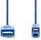 Nedis USB-Kabel - USB 3.2 Gen 1 - USB-A Male - USB-B Male - 5 Gbps - Vernikkeld - 3.00 m - Rond - PVC - Blauw - Envelop