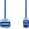 Nedis USB-Kabel - USB 3.2 Gen 1 - USB-A Male - USB-B Male - 5 Gbps - Vernikkeld - 3.00 m - Rond - PVC - Blauw - Envelop