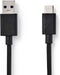 Nedis USB-Kabel - USB 3.2 Gen 1 - USB-A Male - USB-C Male - 15 W - 5 Gbps - Vernikkeld - 1.00 m - Rond - PVC - Zwart - Envelop
