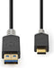 Nedis USB-Kabel - USB 3.2 Gen 1 - USB-A Male - USB-C Male - 60 W - 5 Gbps - Verguld - 1.00 m - Rond - PVC - Antraciet - Window Box