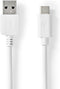Nedis USB-Kabel - USB 3.2 Gen 1 - USB-A Male - USB-C Male - 60 W - 5 Gbps - Vernikkeld - 2.00 m - Rond - PVC - Wit - Doos