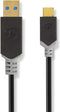 Nedis USB-Kabel - USB 3.2 Gen 1 - USB-A Male - USB-C Male - 60 W - 5 Gbps - Verguld - 1.00 m - Rond - PVC - Antraciet - Window Box