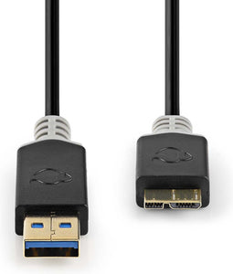 Nedis USB-Kabel - USB 3.2 Gen 1 - USB-A Male - USB Micro-B Male - 5 Gbps - Verguld - 2.00 m - Rond - PVC - Antraciet - Doos