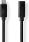 Nedis USB-Kabel - USB 3.2 Gen 1 - USB-C Male - USB-C Female - 60 W - 4K@60Hz - 5 Gbps - Vernikkeld - 1.00 m - Rond - PVC - Zwart - Label