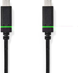 Nedis USB-Kabel - USB 3.2 Gen 1 - USB-C™ Male - USB-C™ Male - 60 W - 4K@60Hz - 5 Gbps - Vernikkeld - 1.00 m - Rond - PVC - Zwart - Envelop