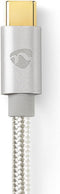 Nedis USB-Kabel - USB 3.2 Gen 1 - USB-C Male - USB-C Male - 60 W - 4K@60Hz - 5 Gbps - Verguld - 2.00 m - Rond - Gevlochten / Nylon - Aluminium - Cover Window Box