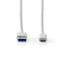 Nedis USB-Kabel - USB 3.2 Gen 2 - USB-A Male - USB-C Male - 60 W - 10 Gbps - Vernikkeld - 1.00 m - Rond - PVC - Wit - Doos