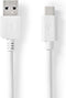 Nedis USB-Kabel - USB 3.2 Gen 2 - USB-A Male - USB-C Male - 60 W - 10 Gbps - Vernikkeld - 1.00 m - Rond - PVC - Wit - Doos