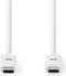 Nedis USB-Kabel - USB 3.2 Gen 2 - USB-C Male - USB-C Male - 100 W - 4K@60Hz - 10 Gbps - Vernikkeld - 1.00 m - Rond - PVC - Wit - Doos