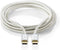 Nedis USB-Kabel - USB 3.2 Gen 2 - USB-C Male - USB-C Male - 100 W - 4K@60Hz - 10 Gbps - Verguld - 1.00 m - Rond - Gevlochten / Nylon - Aluminium - Cover Window Box