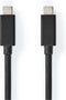Nedis USB-Kabel - USB 3.2 Gen 2 - USB-C Male - USB-C Male - 100 W - 4K@60Hz - 20 Gbps - Vernikkeld - 2.00 m - Rond - PVC - Zwart - Label