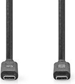 Nedis USB-Kabel - USB 3.2 Gen 2 - USB-C Male - USB-C Male - 100 W - 4K@60Hz - 10 Gbps - Vernikkeld - 1.00 m - Rond - PVC - Zwart - Doos