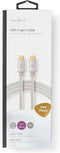 Nedis USB-Kabel - USB 3.2 Gen 2 - USB-C Male - USB-C Male - 100 W - 4K@60Hz - 10 Gbps - Verguld - 1.00 m - Rond - Gevlochten / Nylon - Aluminium - Cover Window Box
