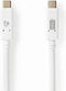 Nedis USB-Kabel - USB 3.2 Gen 2 - USB-C Male - USB-C Male - 100 W - 4K@60Hz - 10 Gbps - Vernikkeld - 1.00 m - Rond - PVC - Wit - Doos