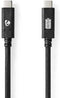 Nedis USB-Kabel - USB 3.2 Gen 2 - USB-C Male - USB-C Male - 100 W - 4K@60Hz - 10 Gbps - Vernikkeld - 1.00 m - Rond - PVC - Zwart - Doos