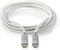 Nedis USB-Kabel - USB 3.2 Gen 2x2 - USB-C Male - USB-C Male - 100 W - 4K@60Hz - 20 Gbps - Verguld - 1.00 m - Rond - Gevlochten / Nylon - Zilver - Cover Window Box