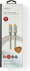 Nedis USB-Kabel - USB 3.2 Gen 2x2 - USB-C Male - USB-C Male - 100 W - 4K@60Hz - 20 Gbps - Verguld - 2.00 m - Rond - Gevlochten / Nylon - Zilver - Cover Window Box