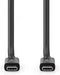 Nedis USB-Kabel - USB 4.0 Gen 2x2 - USB-C Male - USB-C Male - 240 W - 8K@60Hz - 20 Gbps - Vernikkeld - 2.00 m - Rond - PVC - Zwart - Doos
