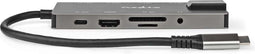 Nedis USB Multi-Port Adapter - USB 3.2 Gen 1 - USB-C Male - HDMI Output / RJ45 Female / SD / 2x USB-C / 3,5 mm Female / 3x USB-A Female - 5 Gbps - 0.20 m - Rond - Verguld - PVC - Antraciet - Doos