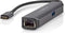 Nedis USB Multi-Port Adapter - USB 3.2 Gen 1 - USB-C Male - HDMI Output / RJ45 Female / USB-A Female / USB-C Female - 5 Gbps - 0.20 m - Rond - Verguld - PVC - Antraciet - Doos