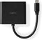 Nedis USB Multi-Port Adapter - USB 3.2 Gen 1 - USB-C Male - HDMI Output / USB-A Female / USB-C Female - 5 Gbps - 0.10 m - Rond - Vernikkeld - PVC - Zwart - Doos